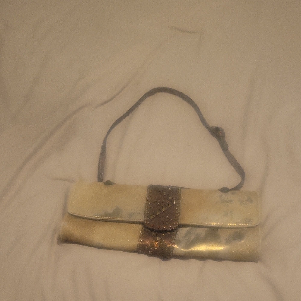 Donald J. Pliner Cream and Brown Wristlet